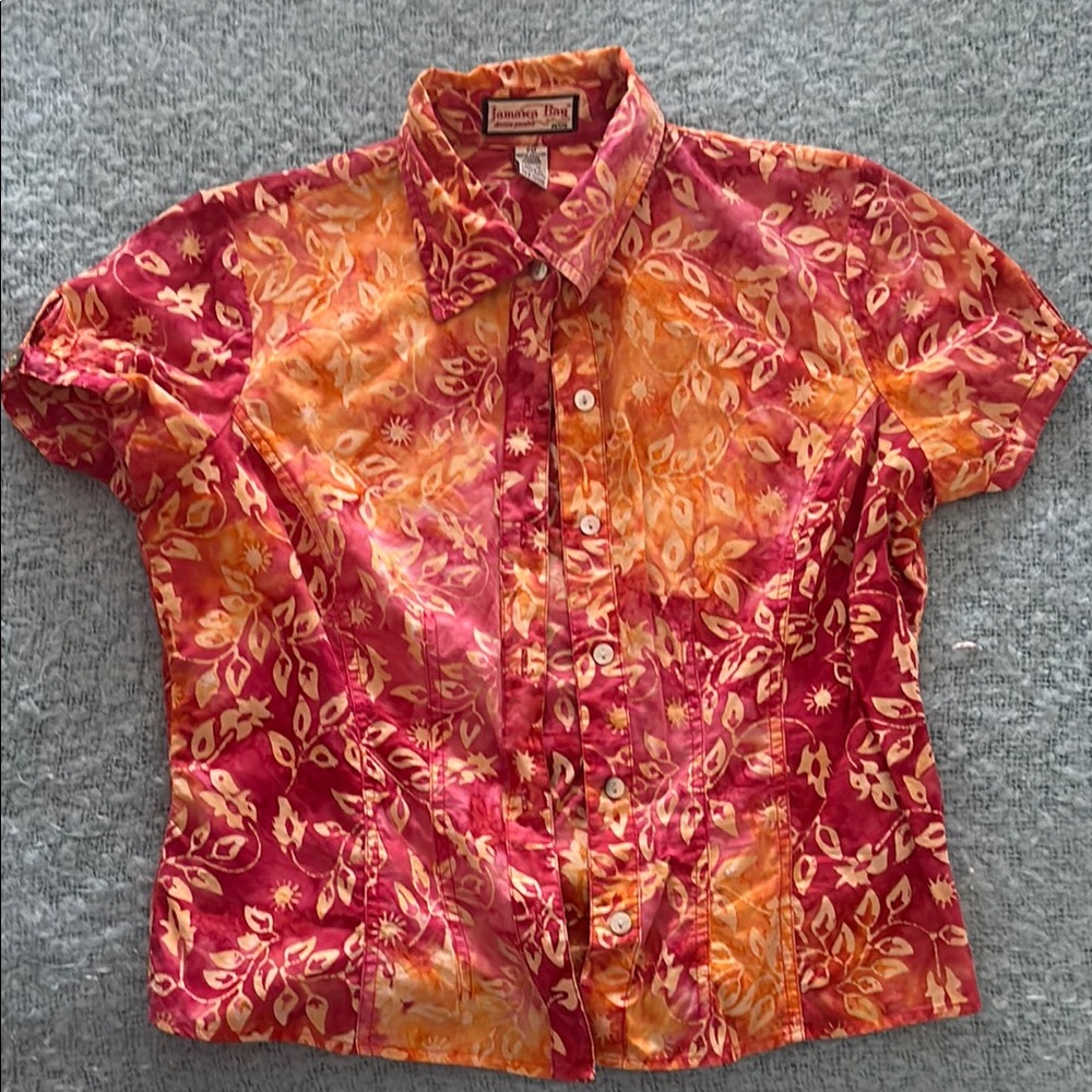 Jamaica Bay Red and Orange Leaf Print Men's Shirt